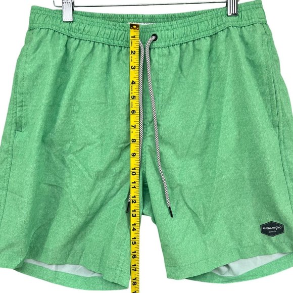 Maamgic Swim Trunks Mens Green Polyester Stretch Swimsuit 6.5" Size L - Picture 7 of 13